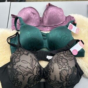 Cacique Black Lace and Green Satin Bra Set 3!!!!